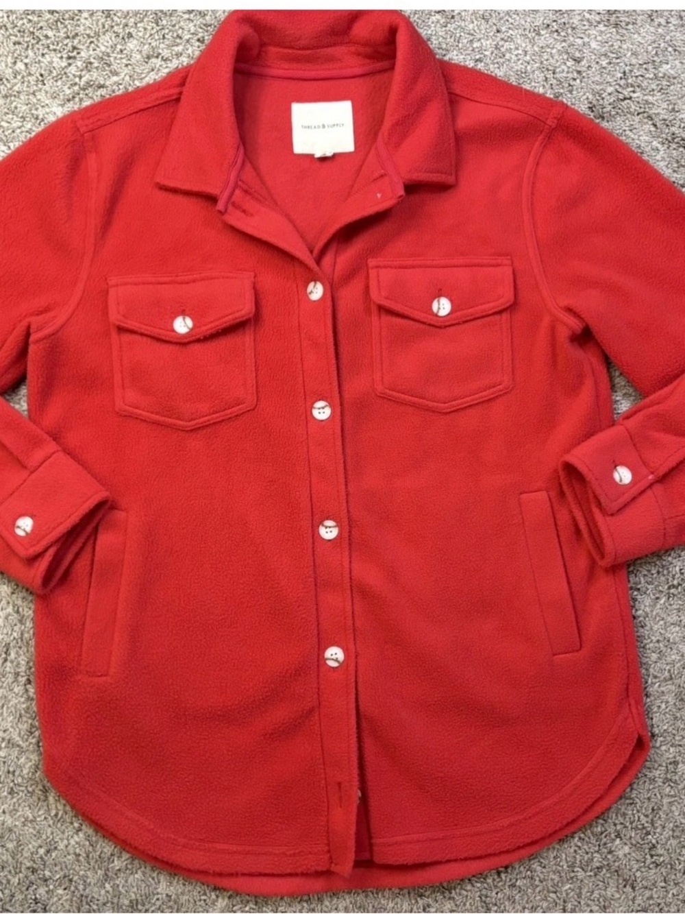 Thread & Supply Bright Red Teddy Shacket